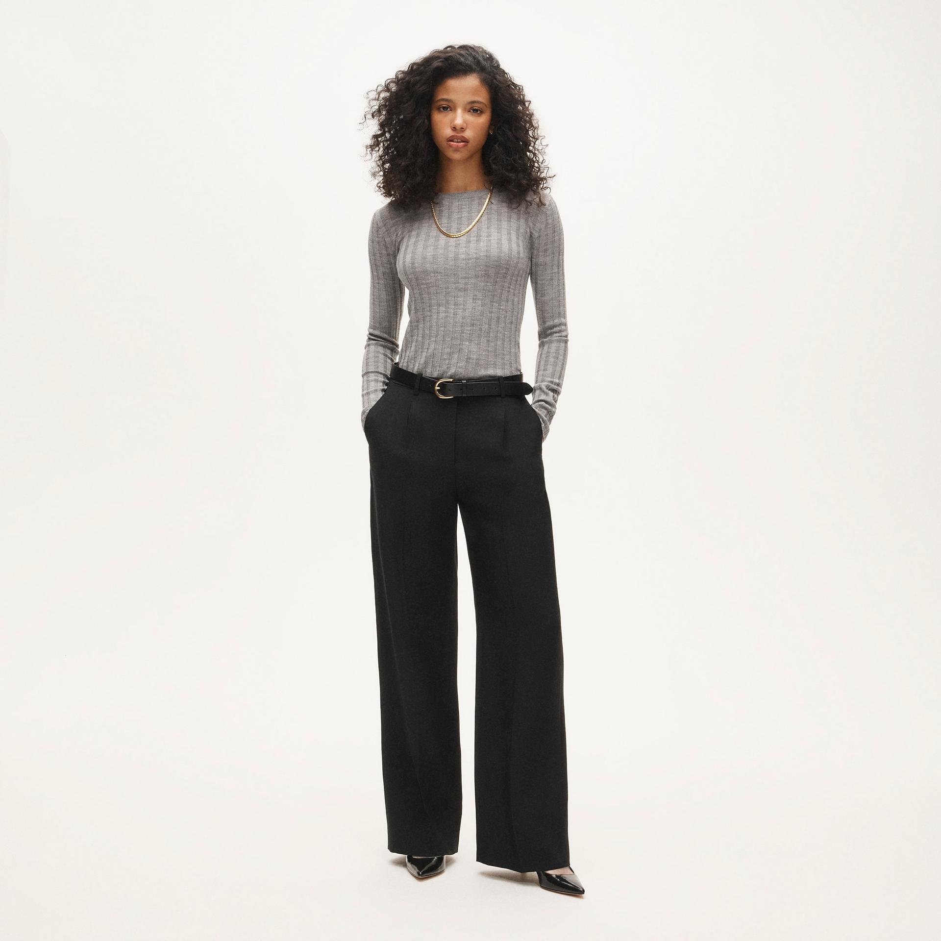 essential wide-leg pant in luster canvas