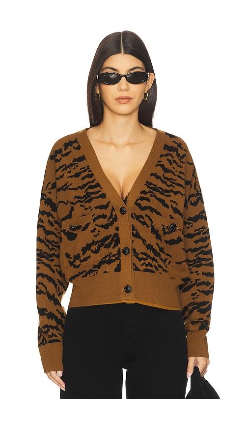essentiel antwerp icali zebra cardigan in brown.