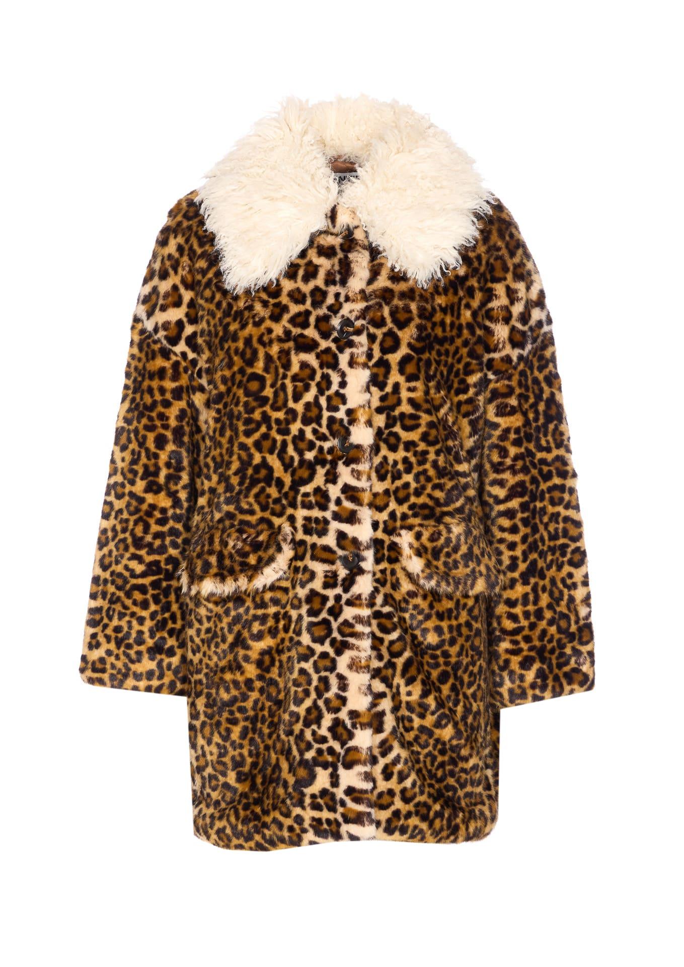 essentiel antwerp ileopard faux fur coat