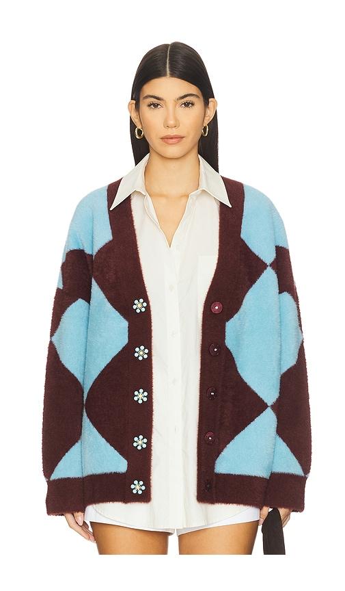 essentiel antwerp iwho oversized cardigan in blue.