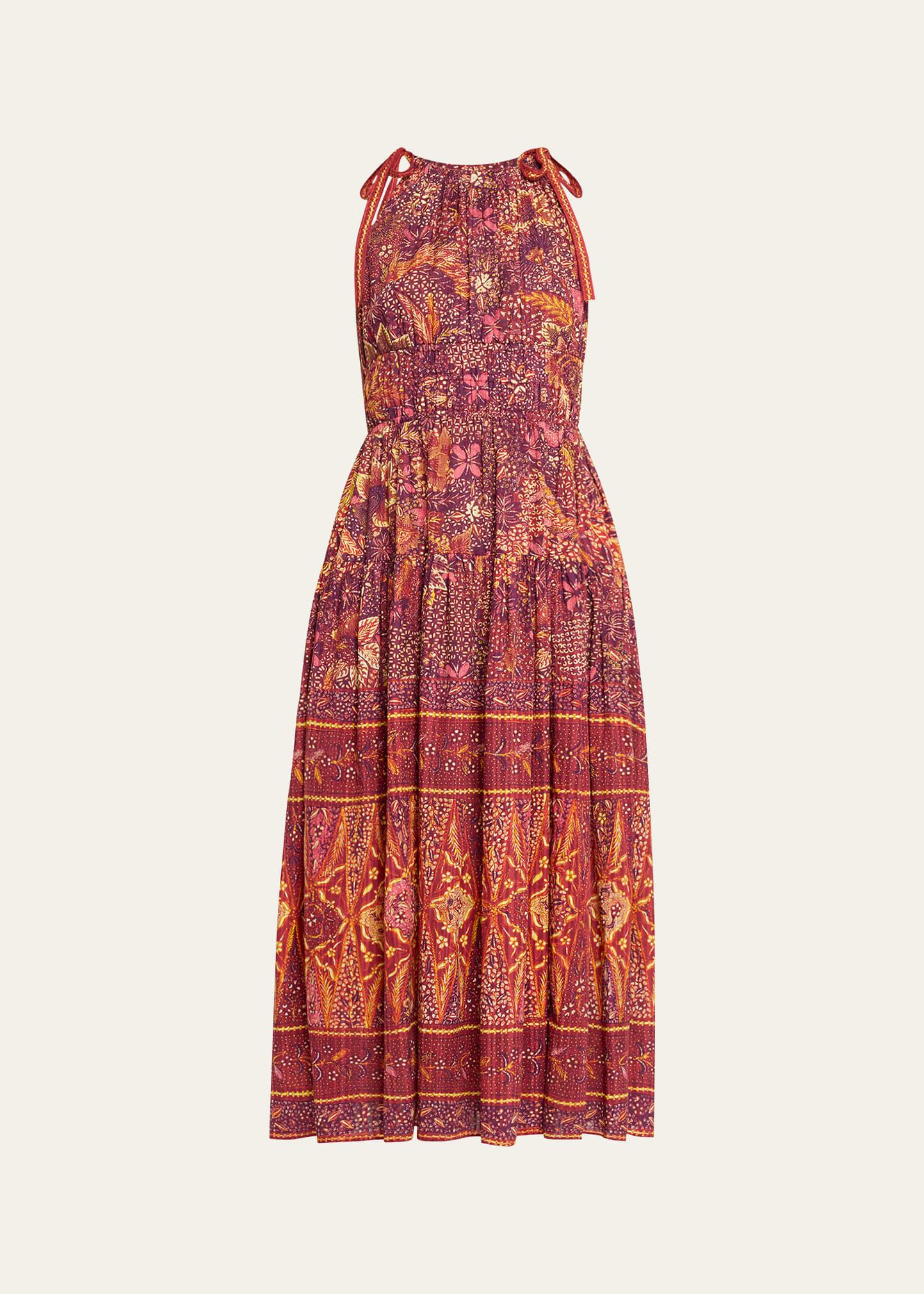 essie printed sleeveless midi dress