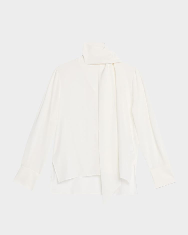 esteban neck-scarf long-sleeve silk top