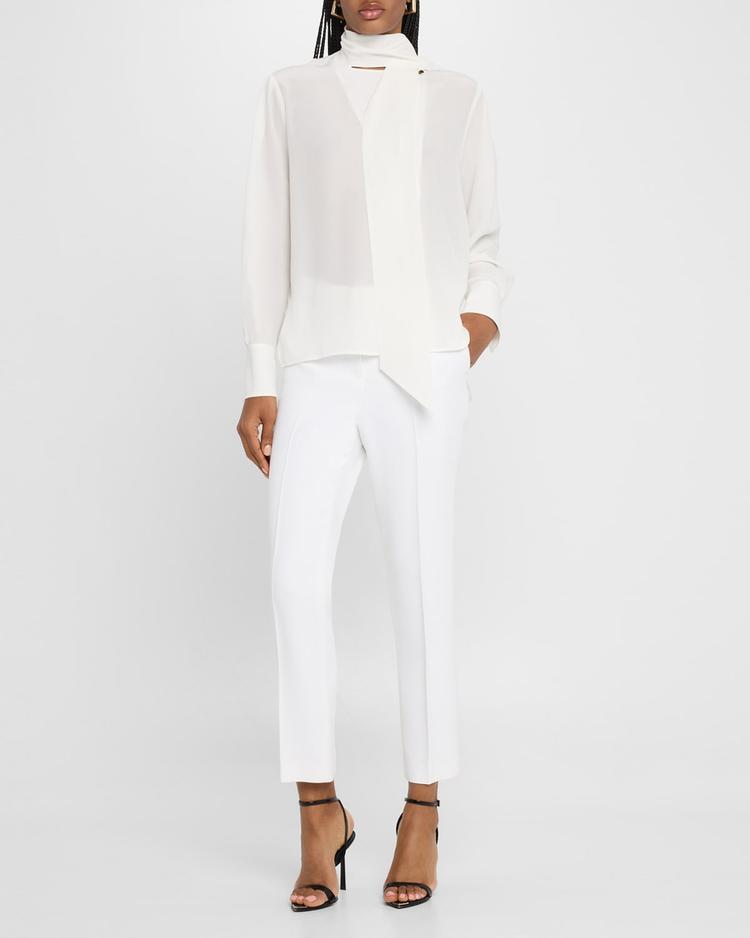 esteban neck-scarf long-sleeve silk top