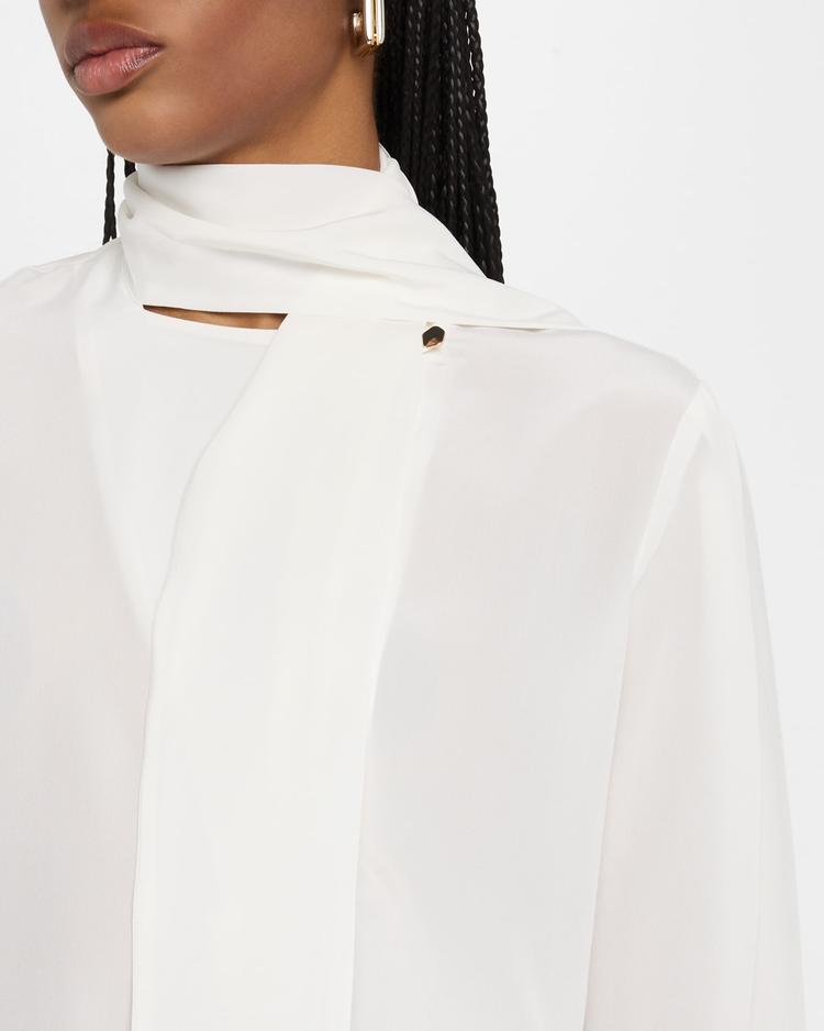 esteban neck-scarf long-sleeve silk top