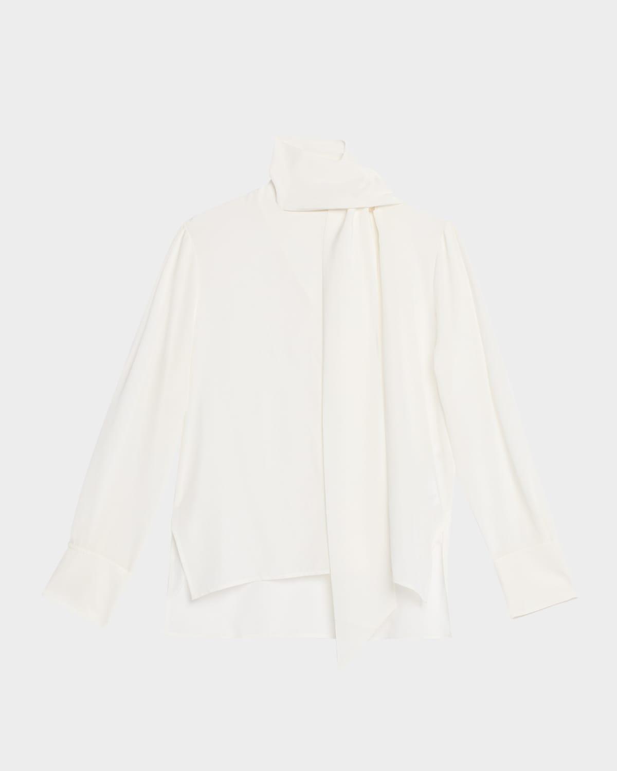 esteban neck-scarf long-sleeve silk top