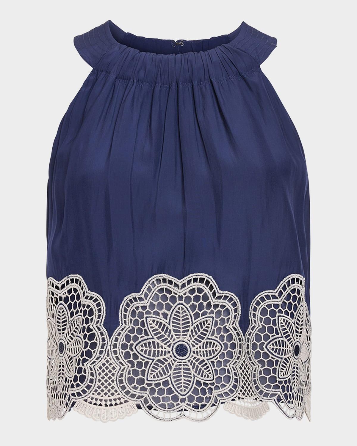 estella crochet-trim blouse