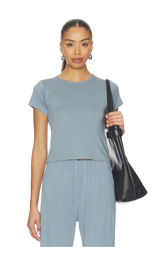 eterne butter rib short sleeve baby tee in blue.