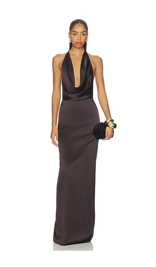 eterne carla dress in brown.