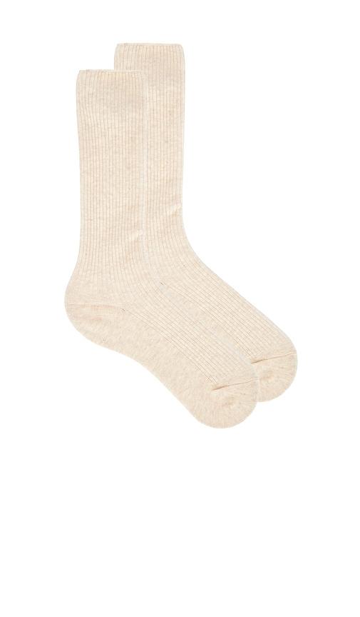 eterne classic rib socks in beige.