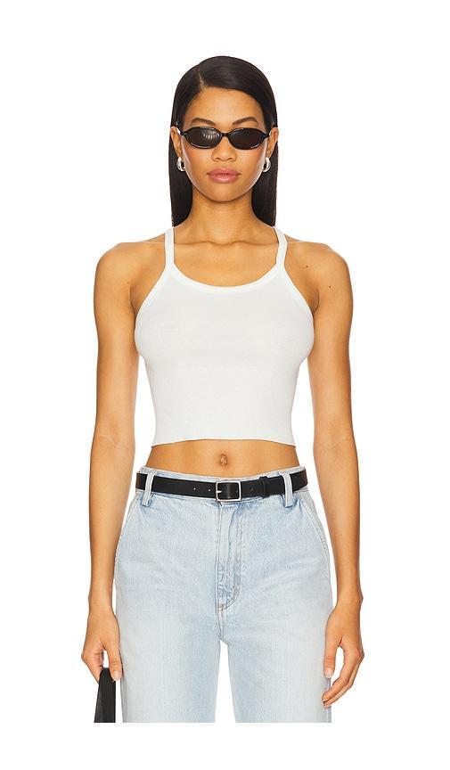 eterne cropped rib tank top in ivory.