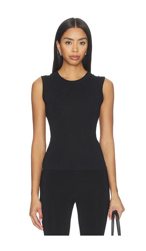 eterne fitted muscle tank in black.