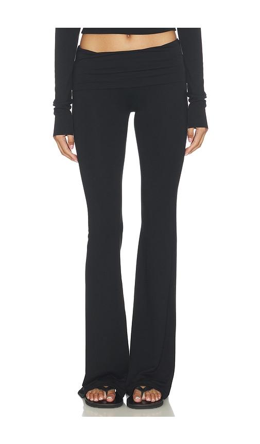 eterne foldover flare pant in black.