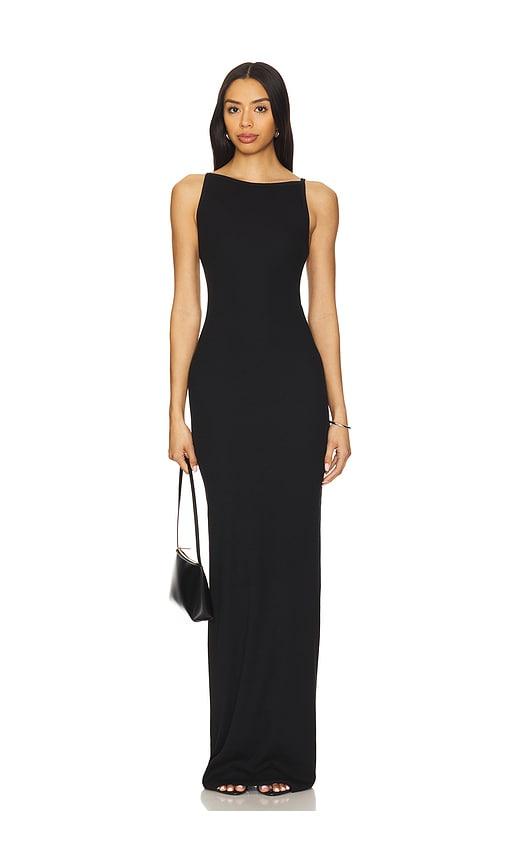 eterne iris maxi dress in black.
