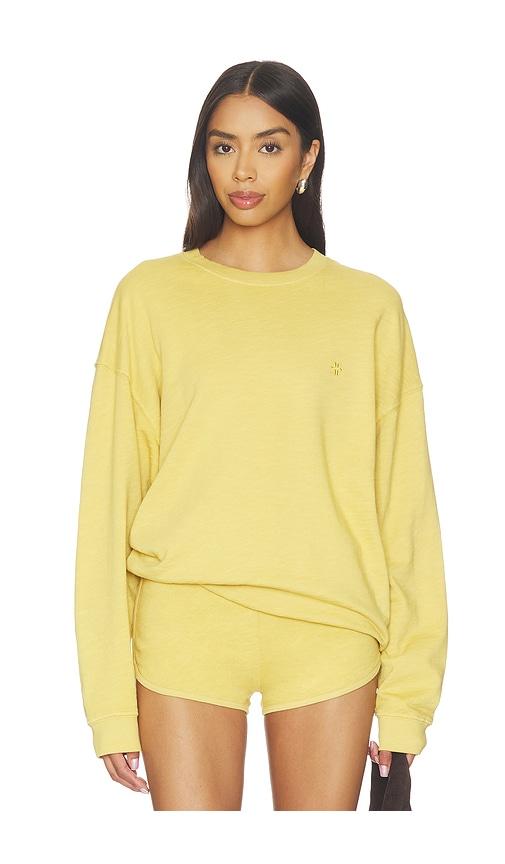 eterne lightweight french terry oversized crewneck sweatshirt in mustard.
