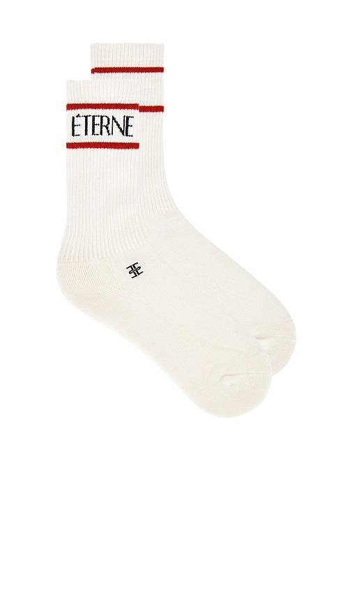 eterne logo sport sock in cream.