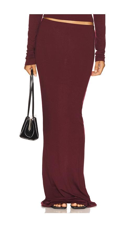 eterne maxi soft jersey skirt in wine.