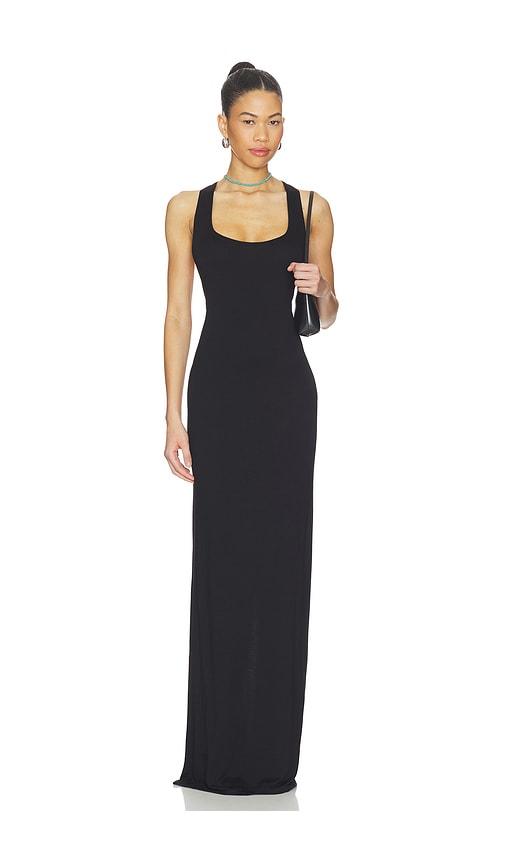 eterne soft jersey hedi maxi dress in black.