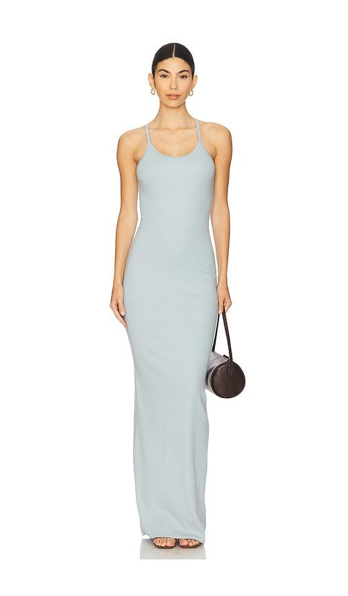 eterne tank maxi dress in blue.