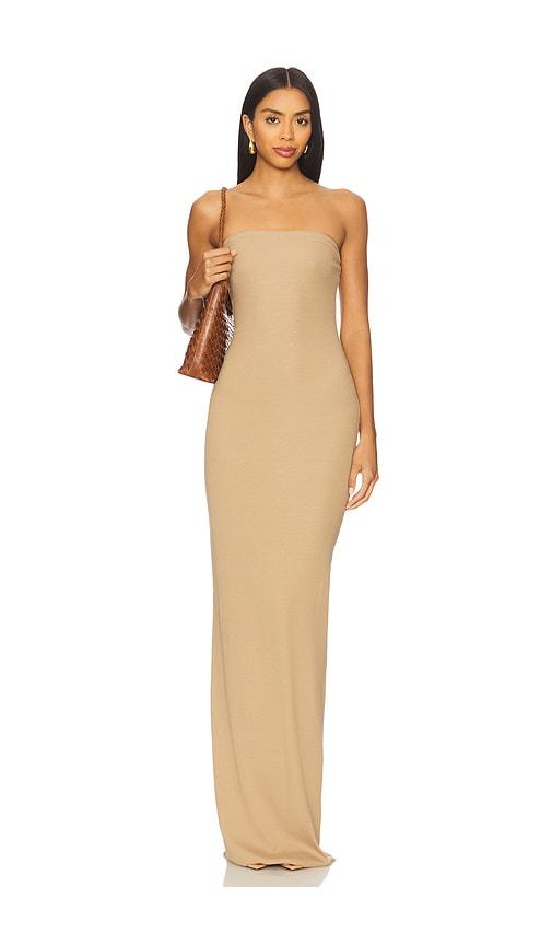 eterne tube maxi dress in nude.