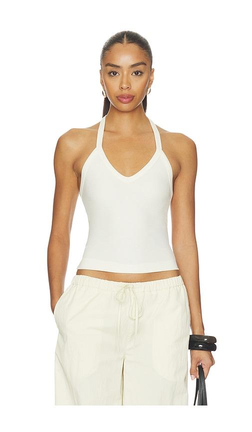 eterne v-neck racerback tank in cream.