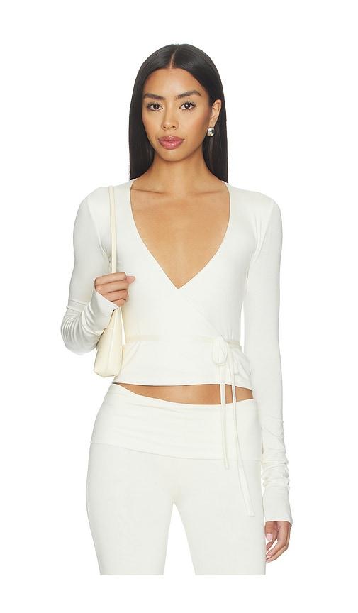 eterne wrap top in ivory.