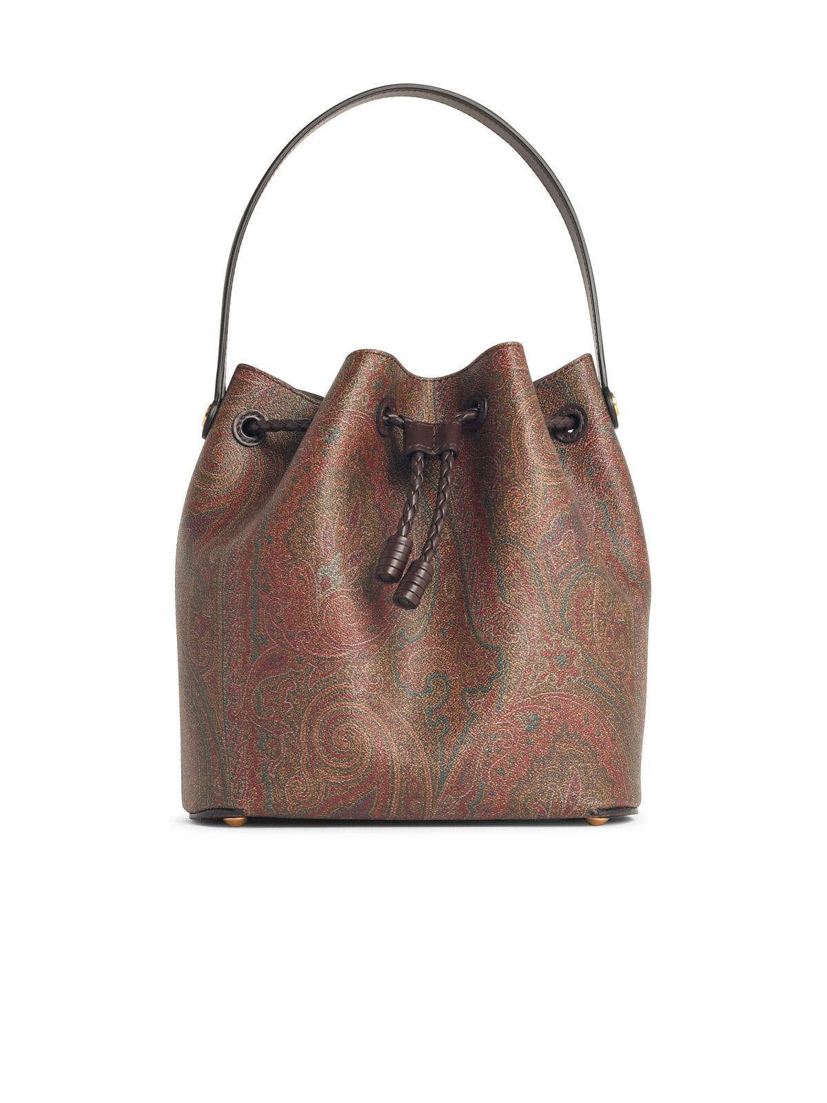 etro arnica bucket bag in brown cotton blend