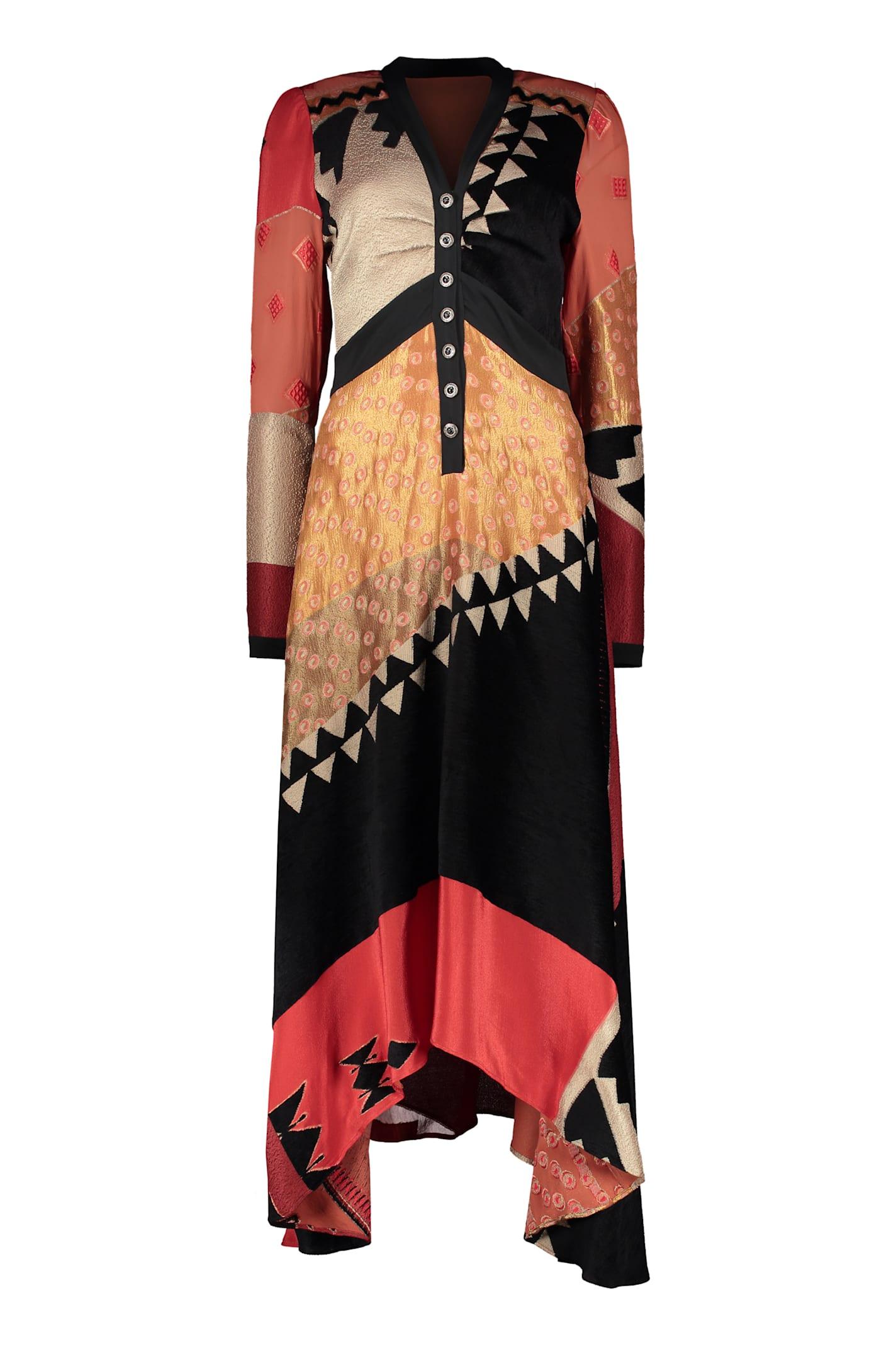 etro asymmetric silk blend dress