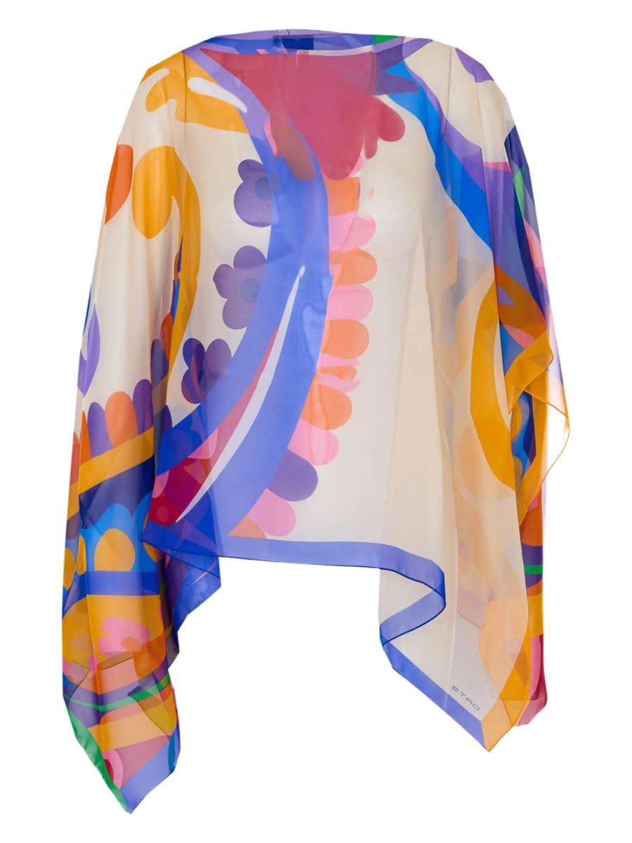 etro asymmetrical paisley print poncho