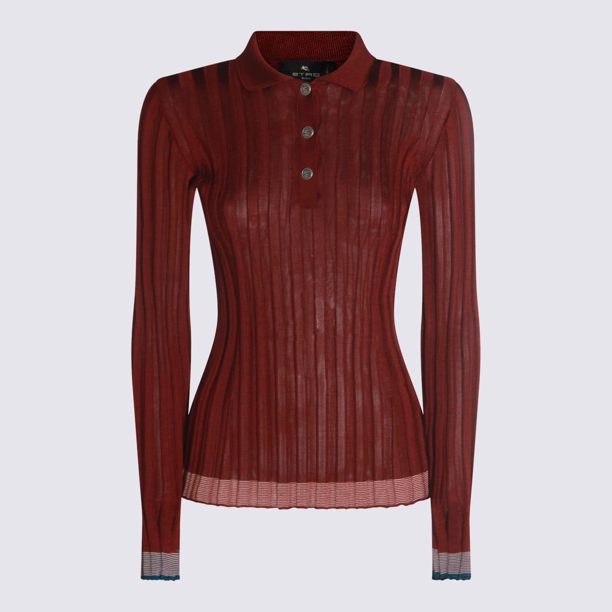 etro aubergine viscose polo shirt