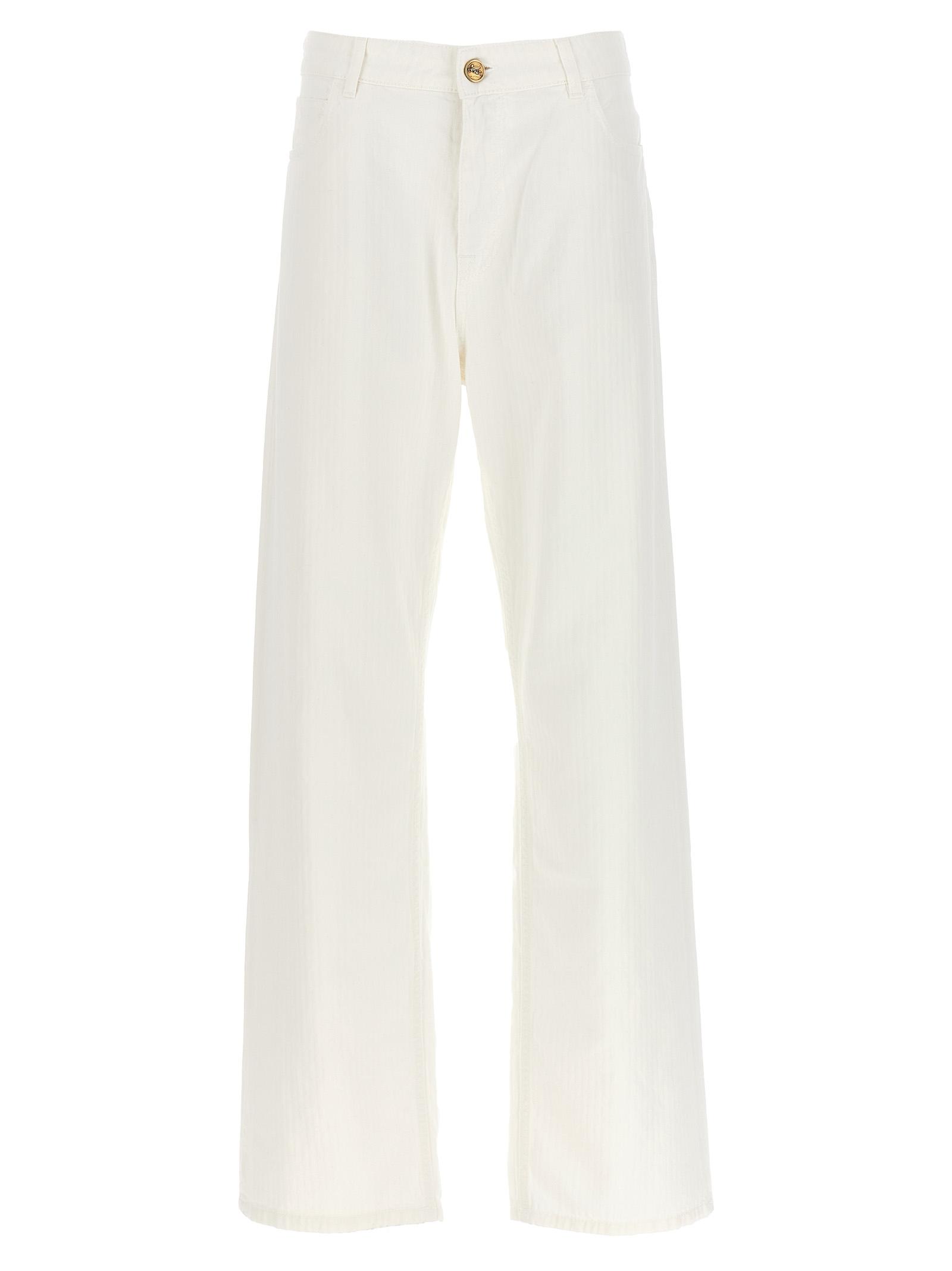 etro baggy chevron jeans white cotton - women