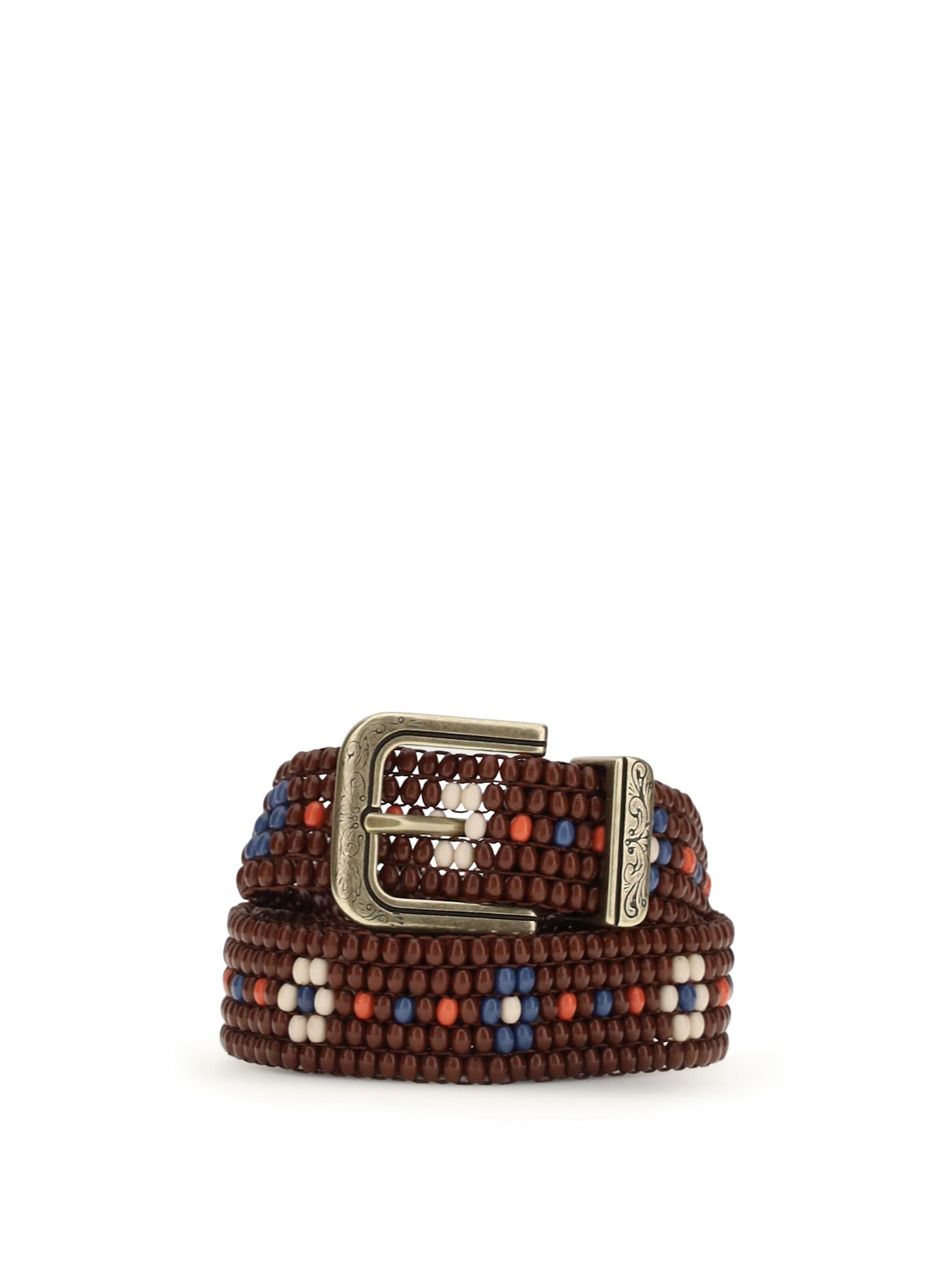 etro beaded belt with floral motif