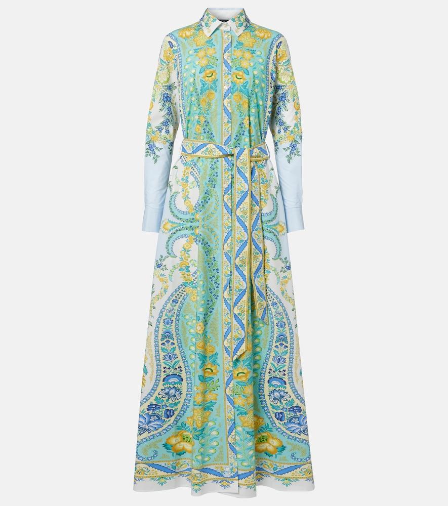 etro belted floral cotton shirt dress