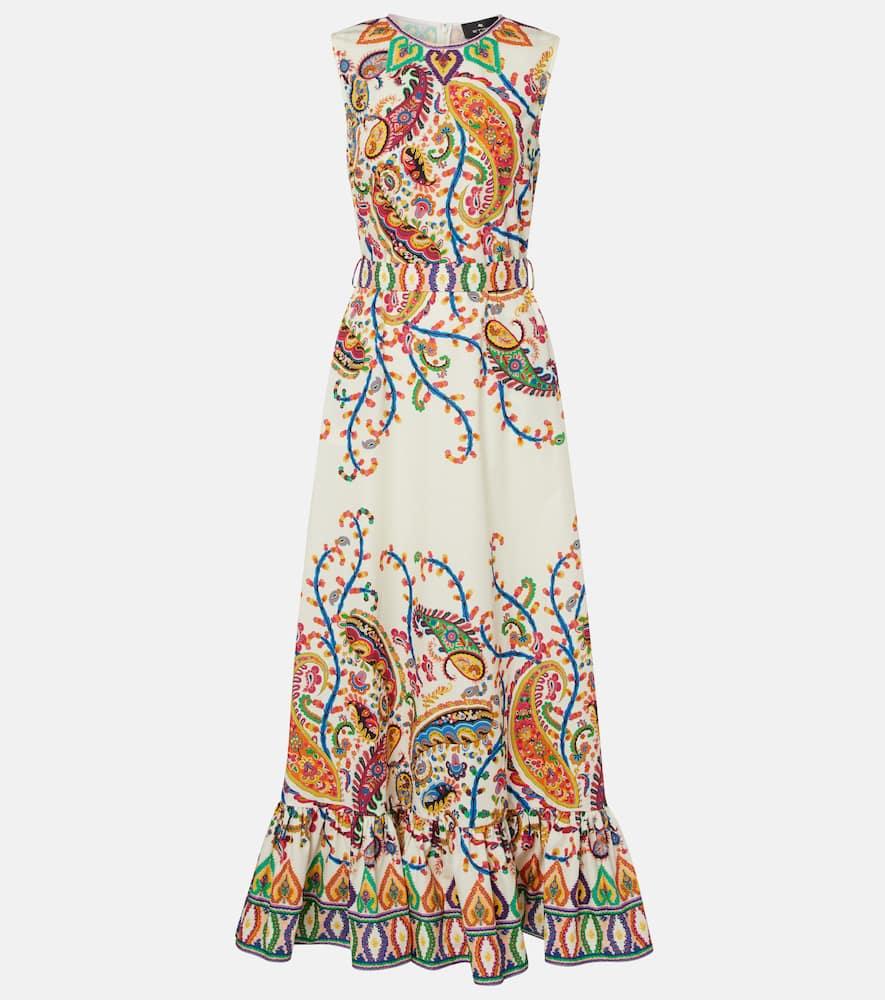 etro belted printed cotton maxi dress