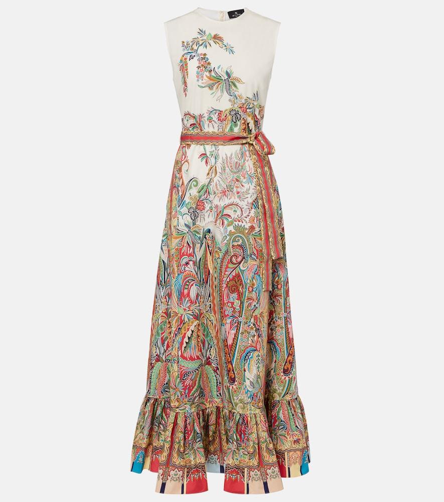etro belted printed cotton maxi dress
