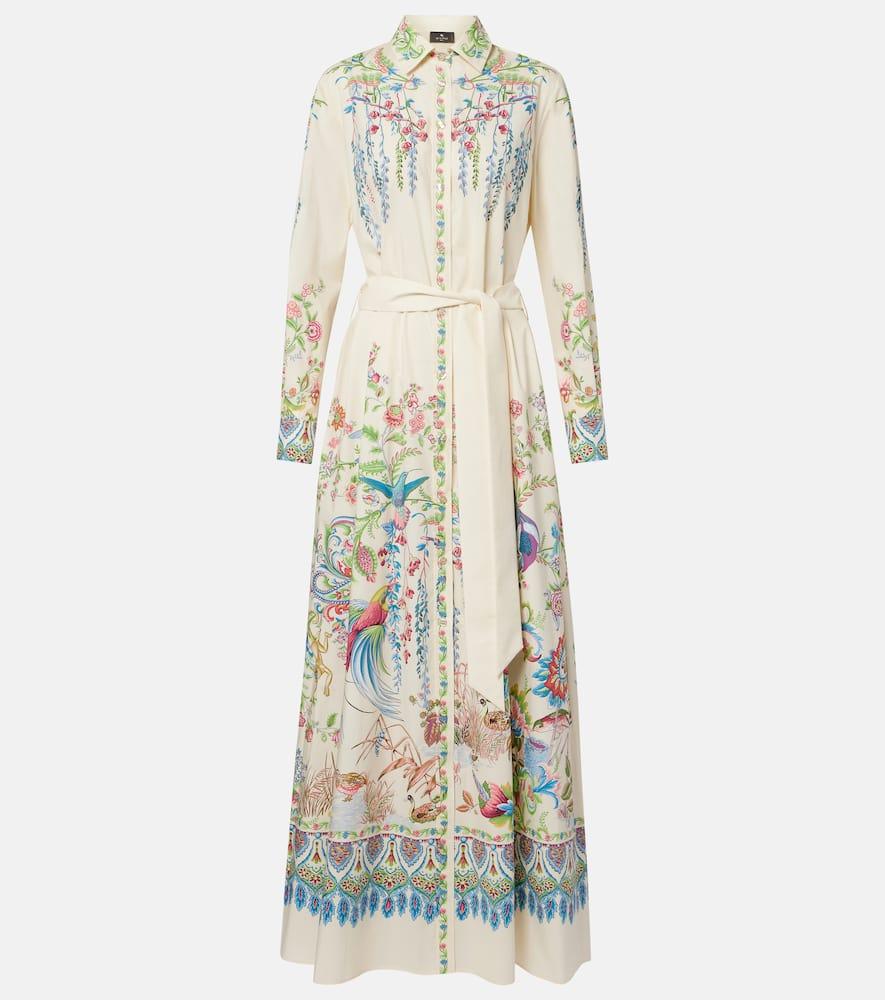 etro belted printed cotton shirt dress