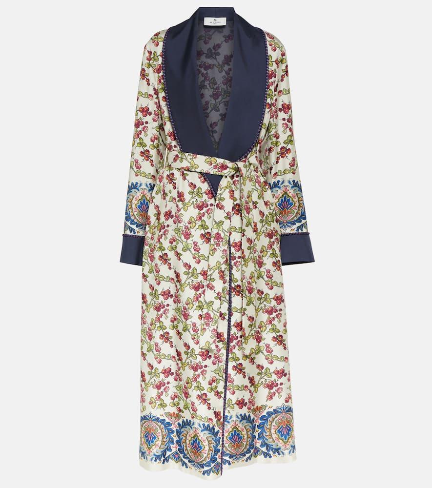 etro belted printed silk coat