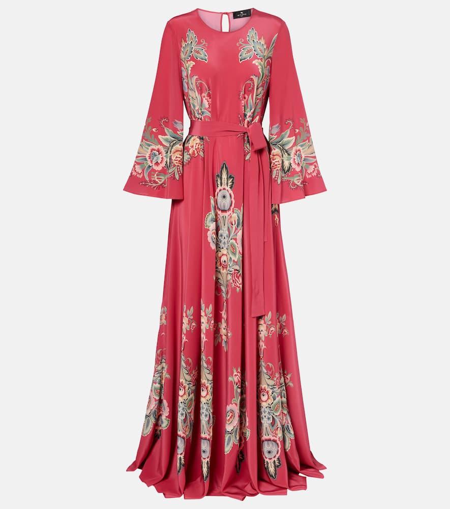 etro belted printed silk maxi dress