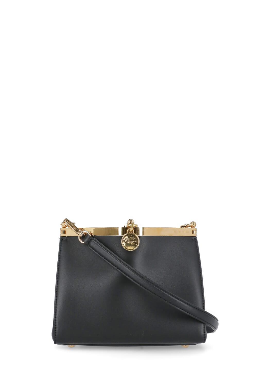 etro black leather bag