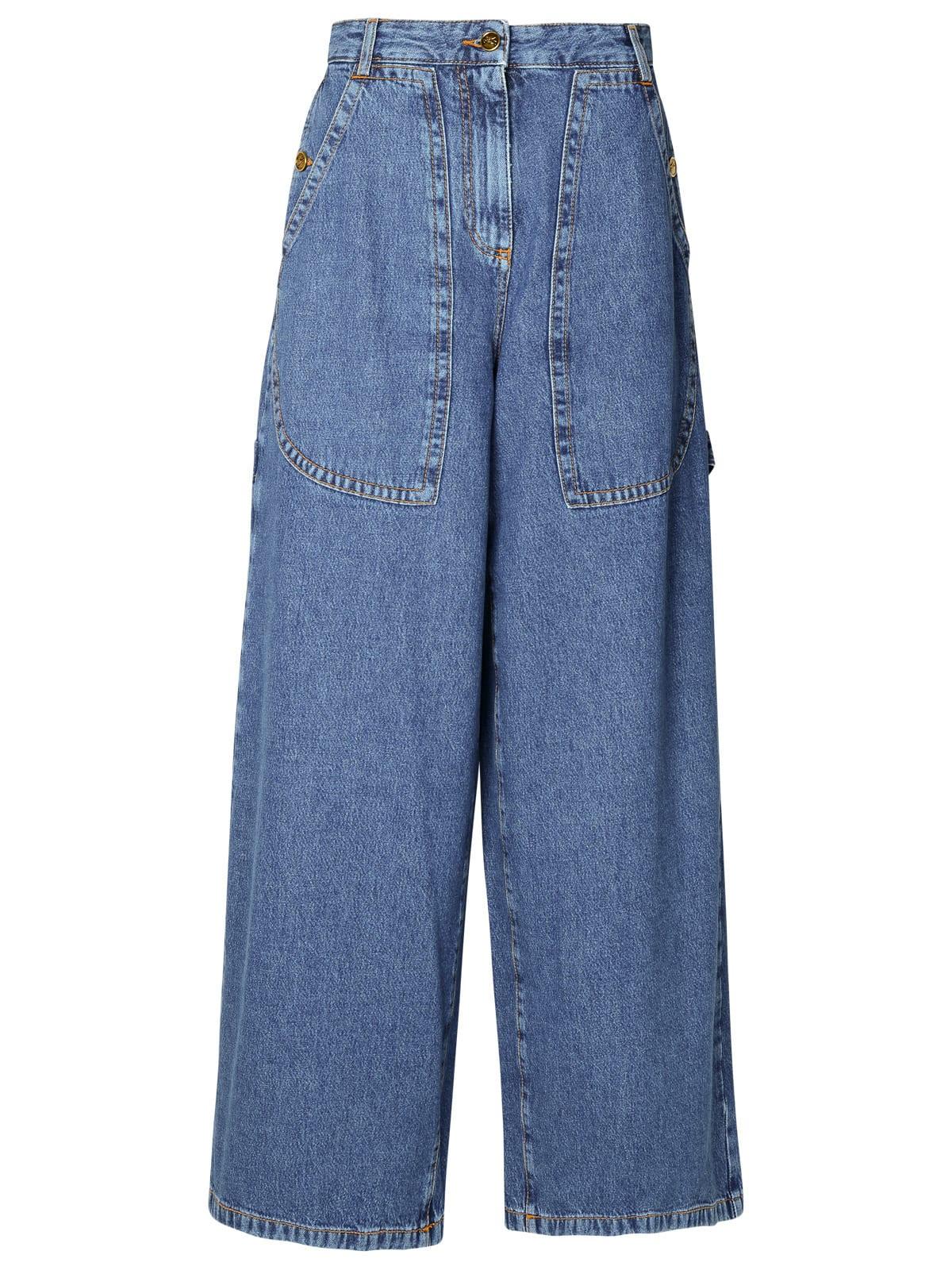 etro blue cotton cargo jeans