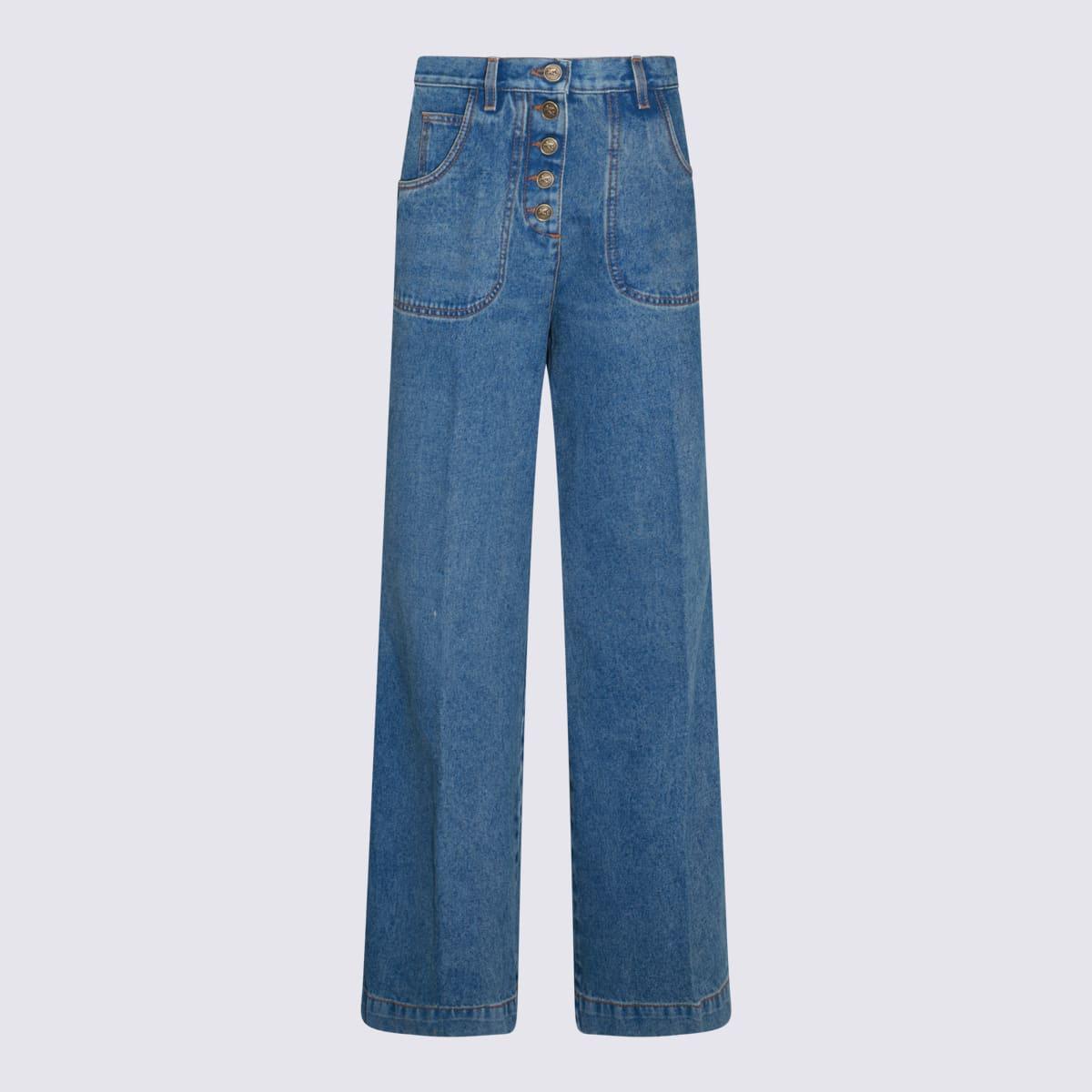 etro blue cotton denim jeans