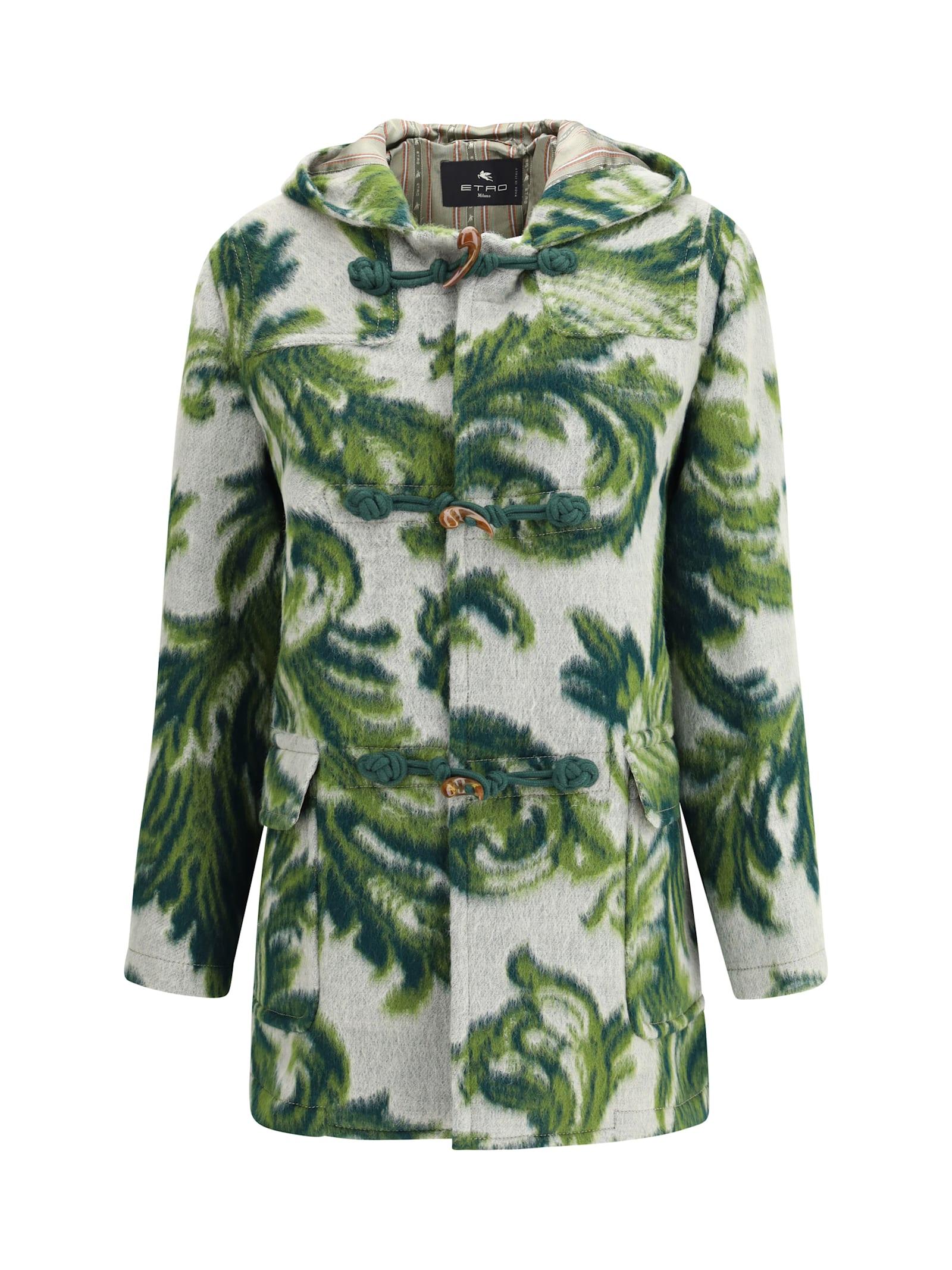 etro carded wool duffle coat