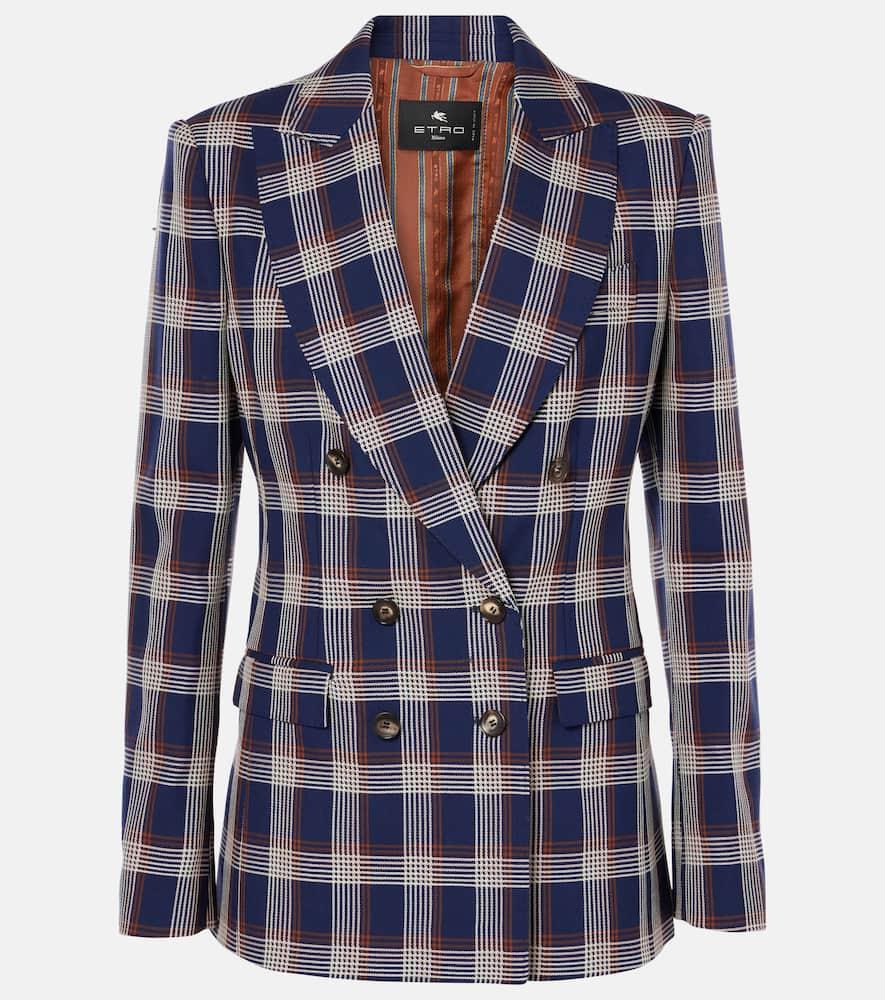 etro checked wool blazer