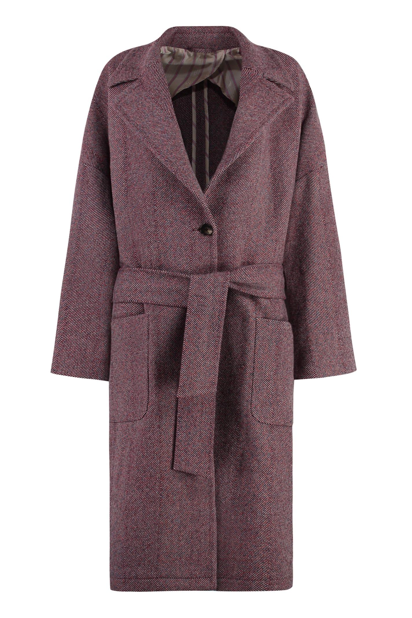 etro chevron wool coat