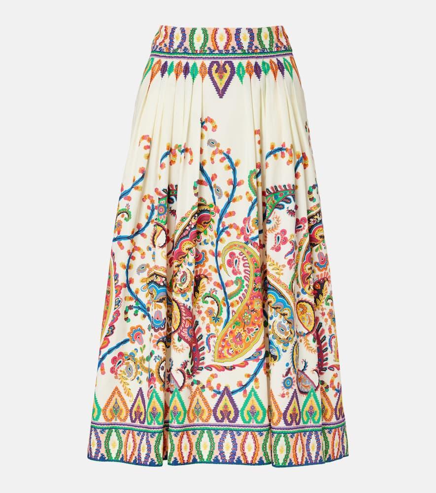 etro cotton voile jacquard midi skirt