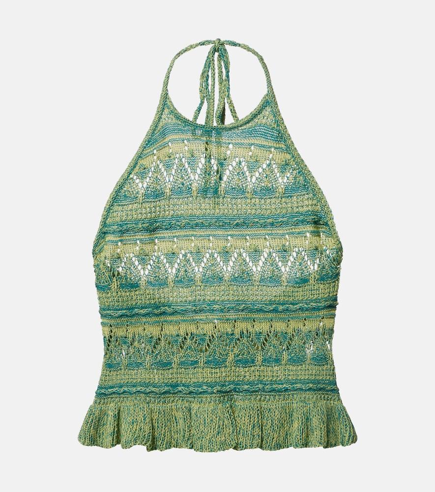etro crochet halterneck cotton top
