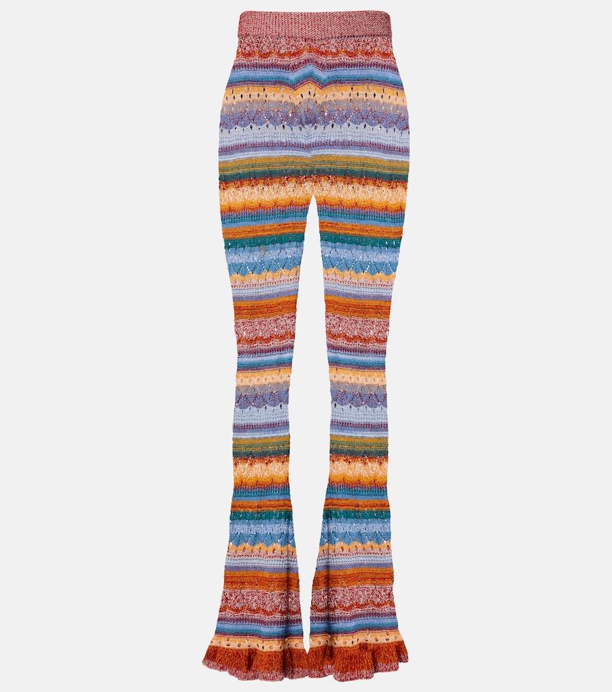 etro crochet striped cotton flared pants