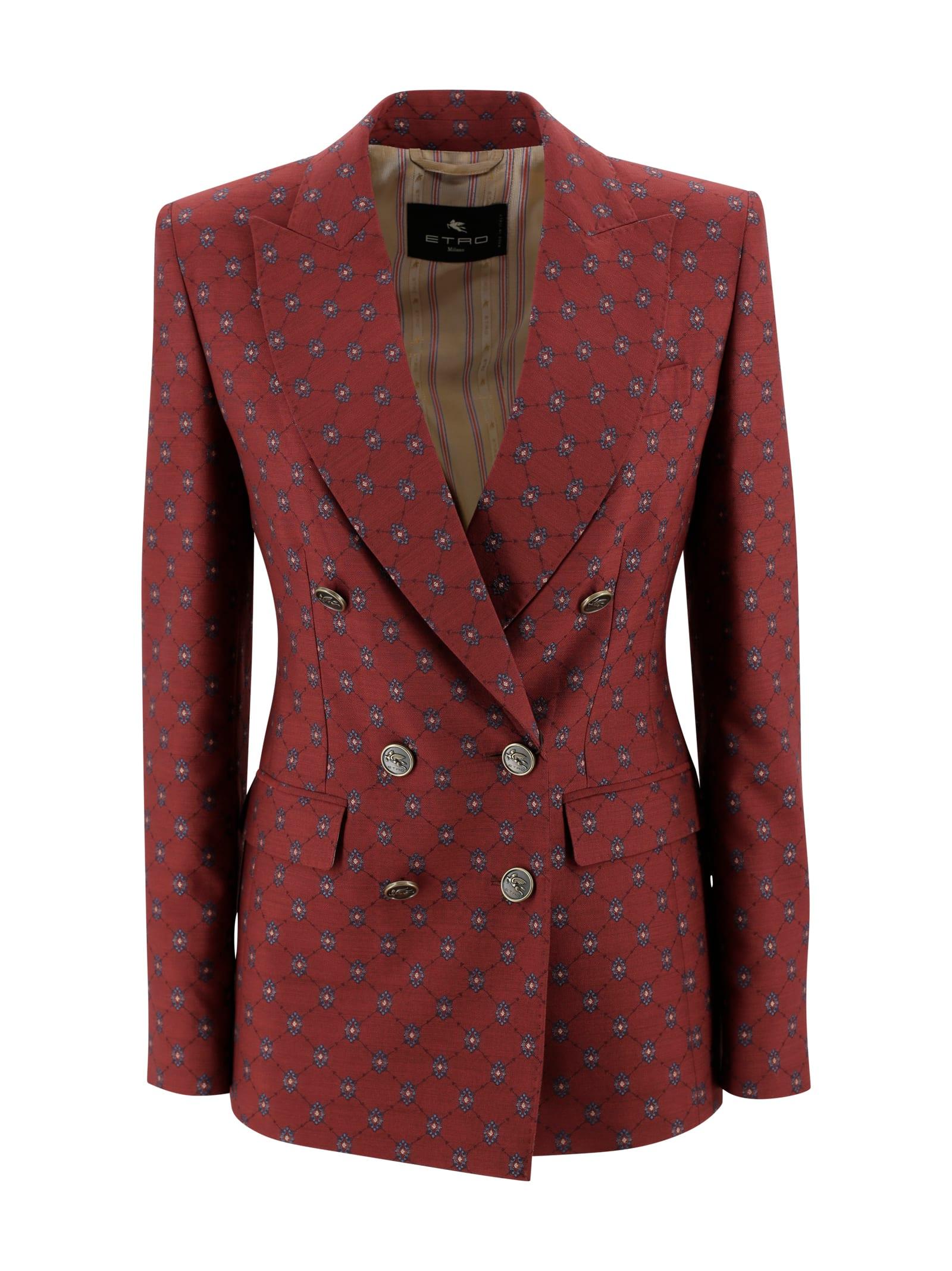 etro double-breasted blazer with micro pattern