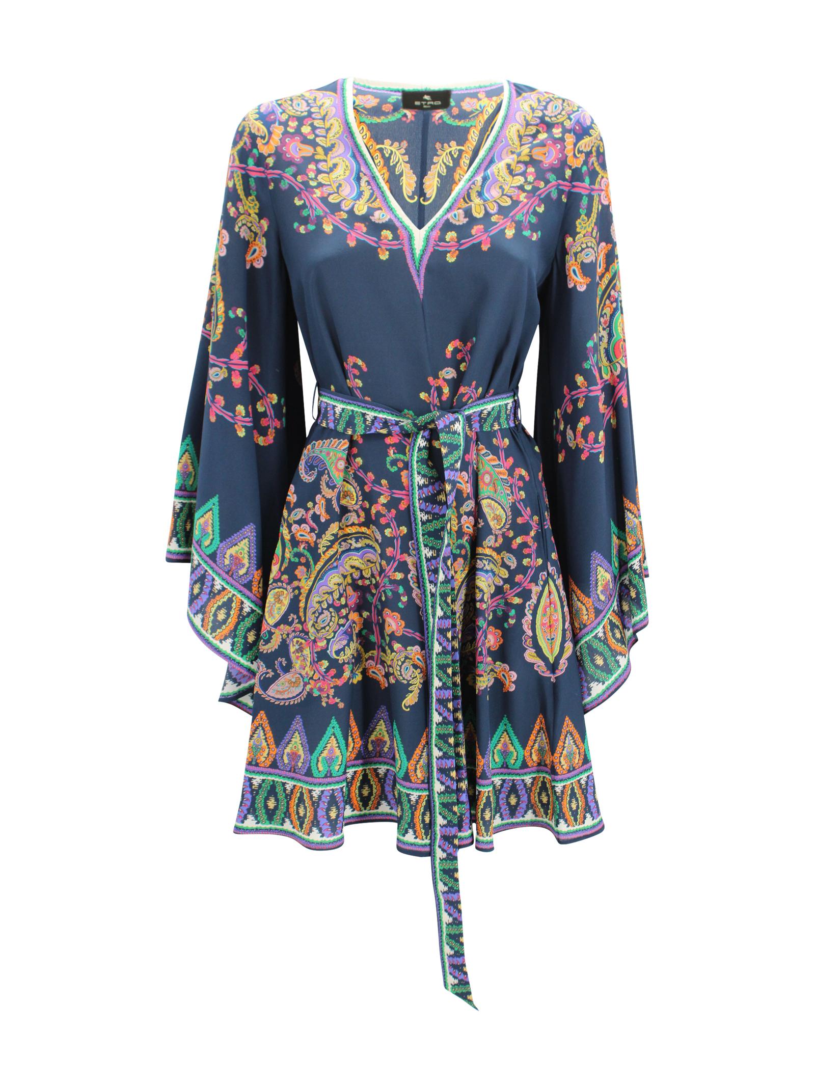 etro dresses blue silk - women