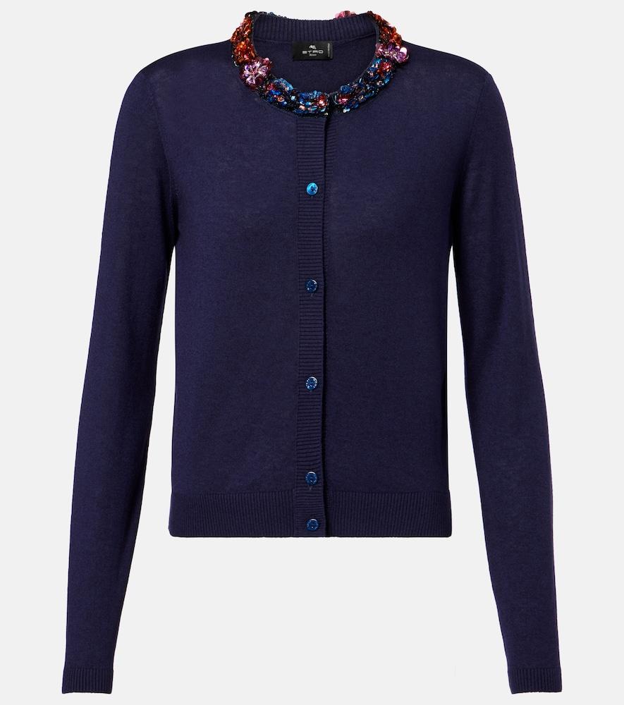etro embellished silk and cashmere cardigan