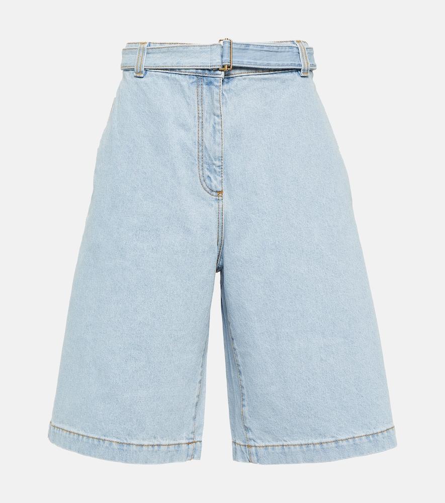 etro embroidered denim shorts